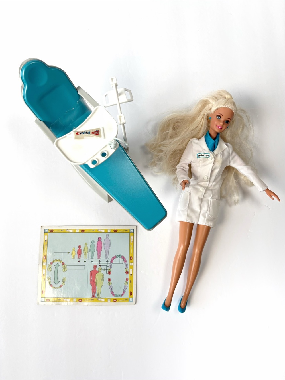 1997 Dentist Barbie Chair Accessories Crest Toothpaste Vintage 90s